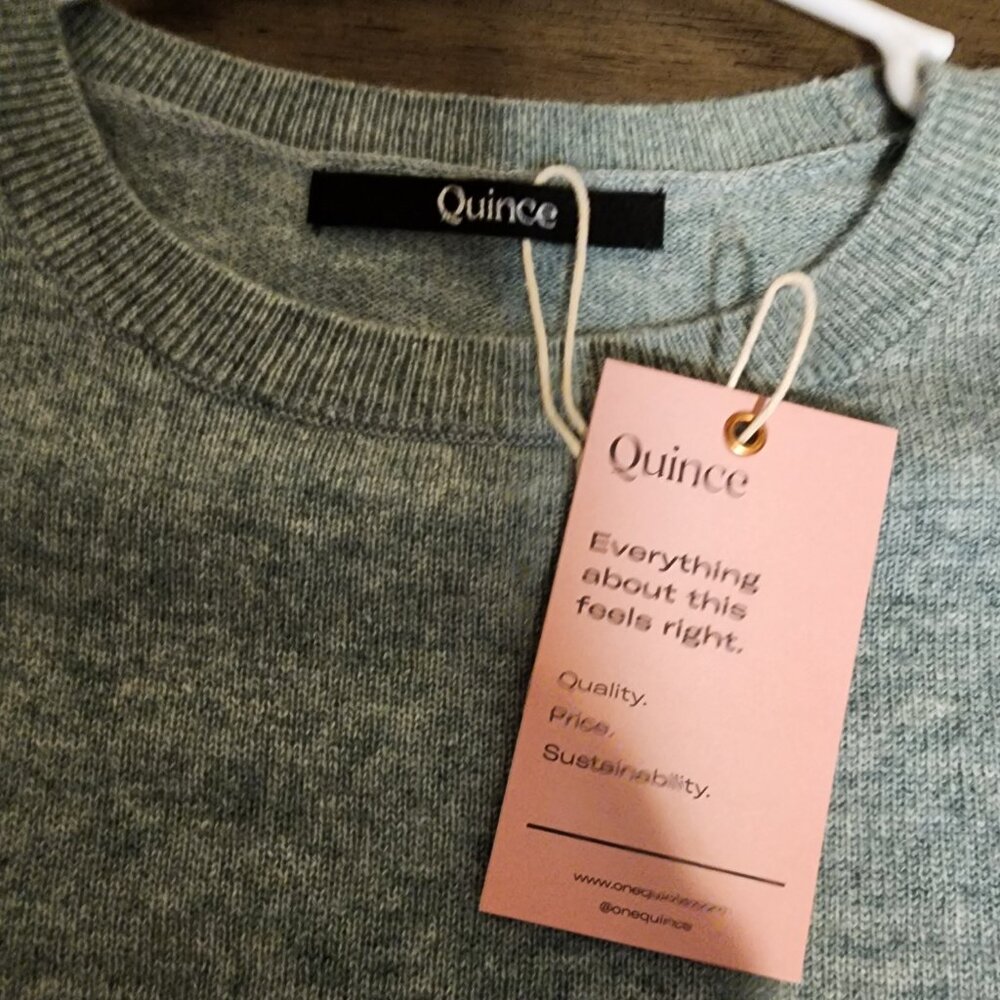 Quince Cashmere Crewneck Sweater NWT Green Small - Picture 4 of 7